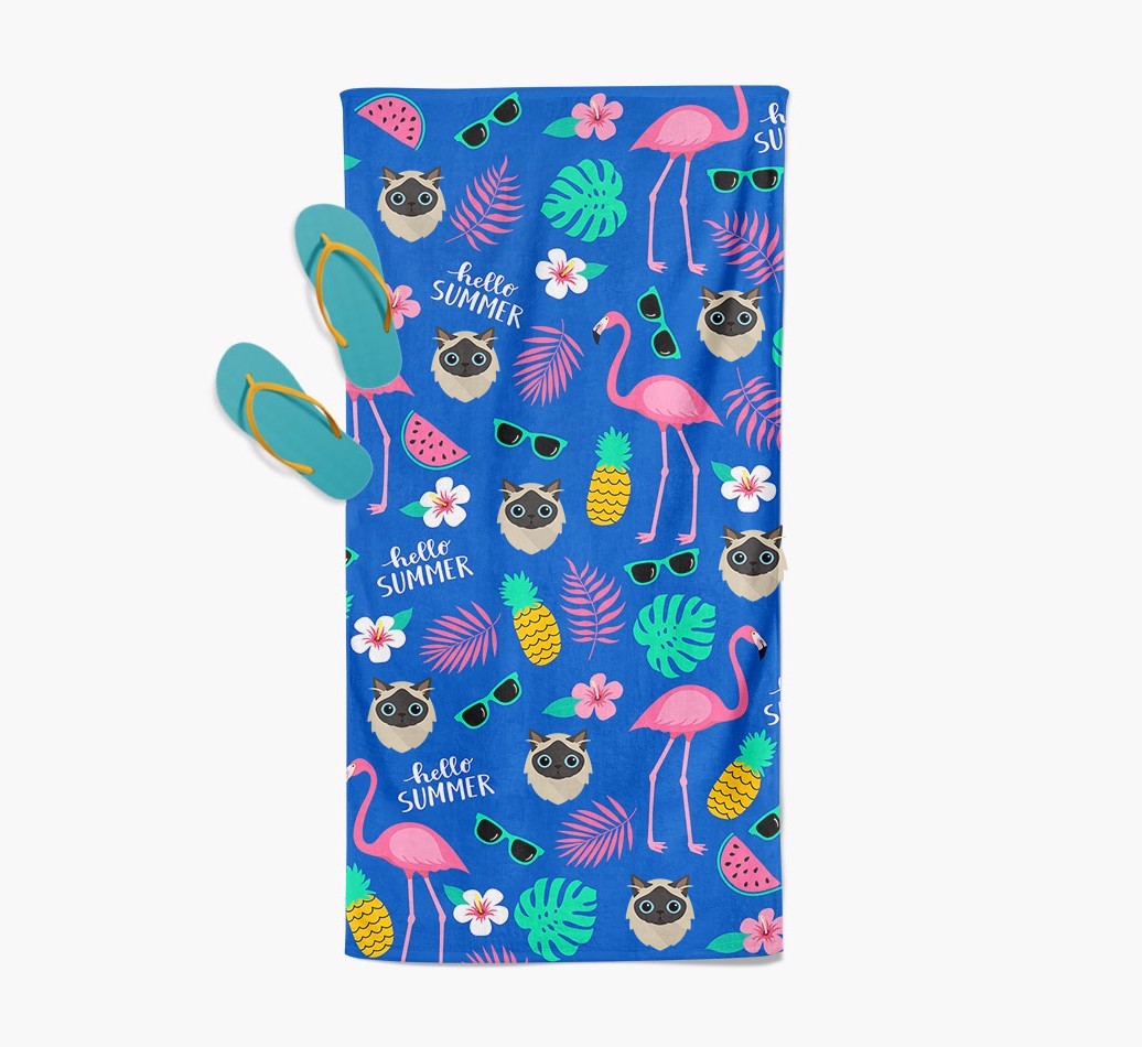 'Flamingo & {breedFullName} Icon Pattern' - Personalised Towel