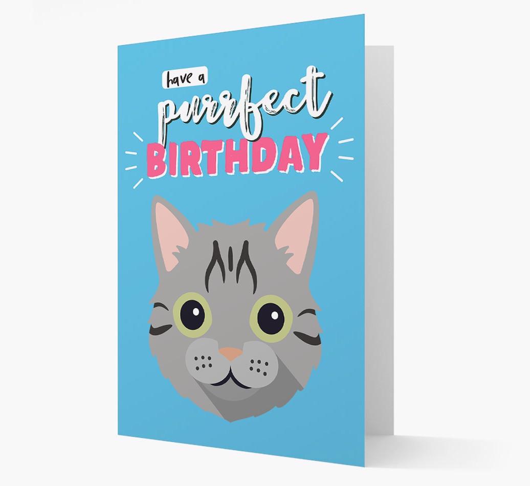 'Have a Purrfect Birthday' - Personalized {breedCommonName} Card