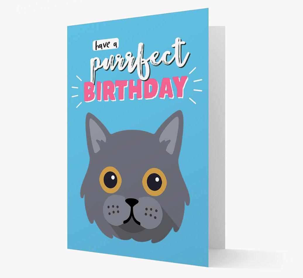 'Have a Purrfect Birthday' - Personalized {breedCommonName} Card