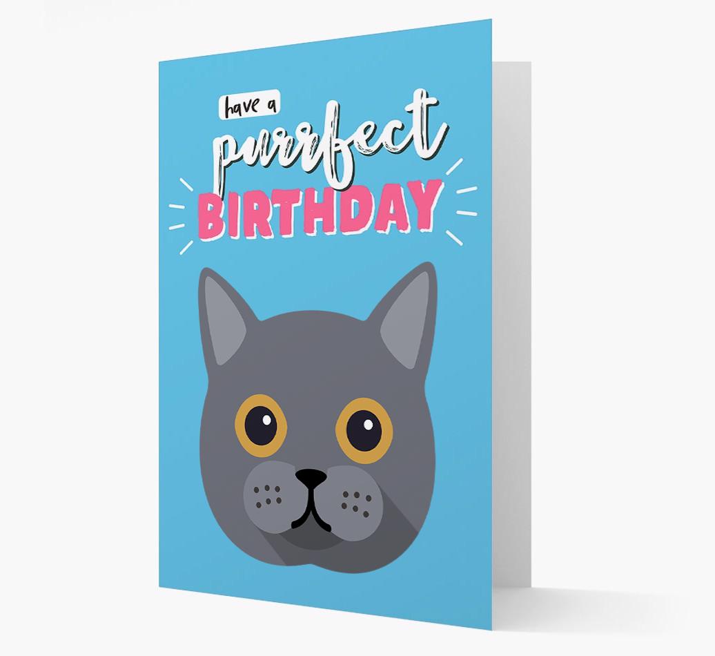 'Have a Purrfect Birthday' - Personalized {breedCommonName} Card