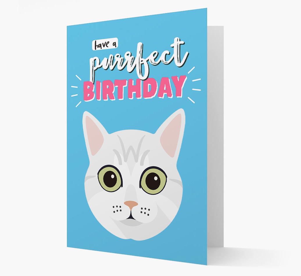 'Have a Purrfect Birthday' - Personalized {breedCommonName} Card