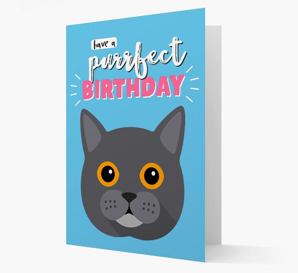 'Have a Purrfect Birthday' - Personalized {breedCommonName} Card