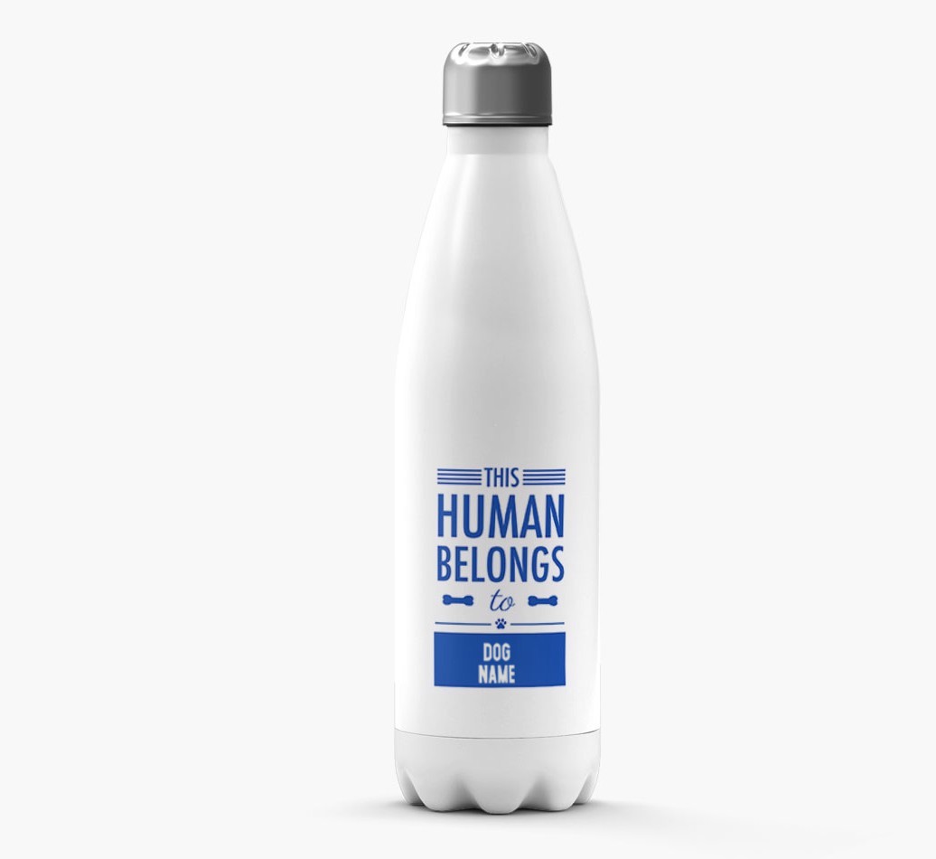 'This Human Belongs to {dogsName}' - Personalized {breedFullName} Water Bottle