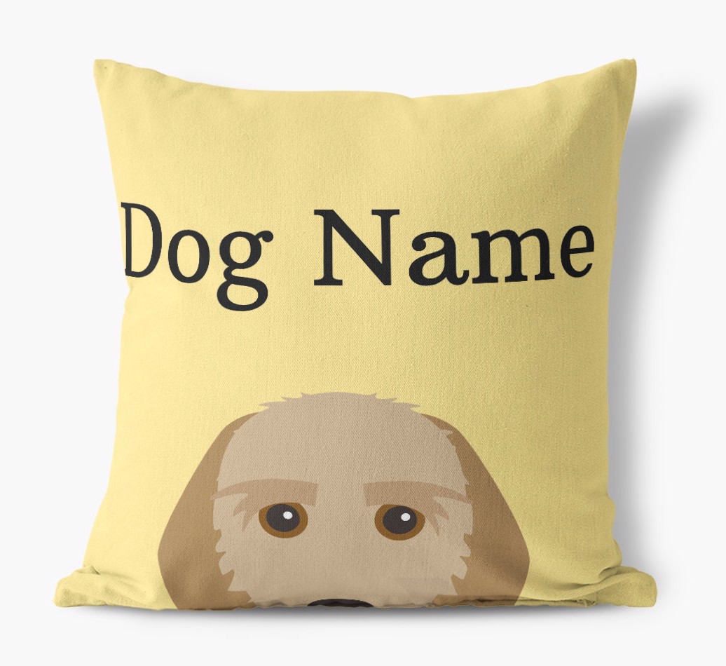 {dogsName}'s Icon & Name: Personalised {breedFullName} Canvas Cushion