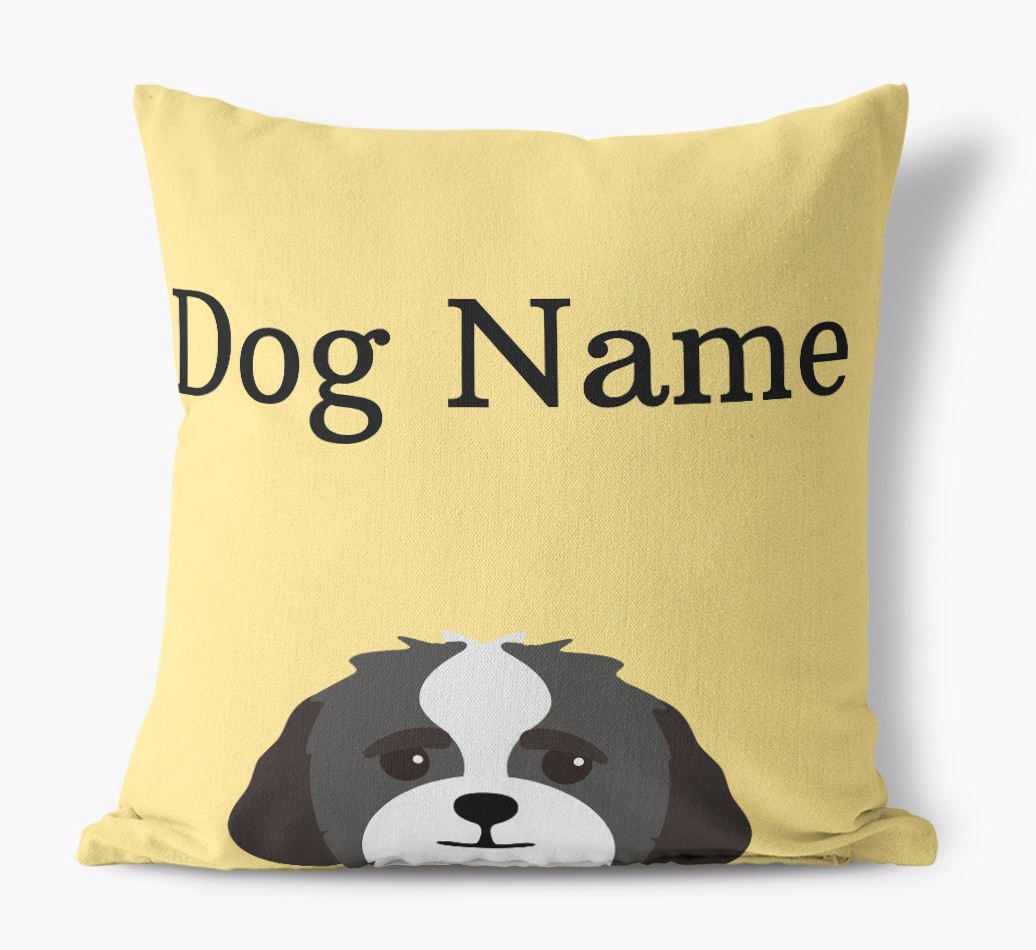 {dogsName}'s Icon & Name: Personalised {breedFullName} Canvas Cushion