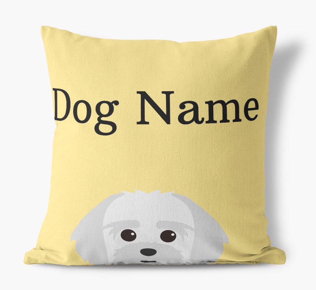{dogsName}'s Icon & Name: Personalized {breedFullName} Canvas Pillow