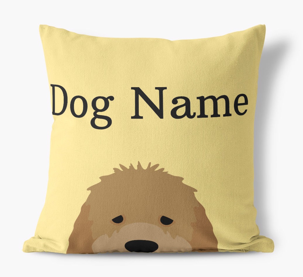 {dogsName}'s Icon & Name: Personalized {breedFullName} Canvas Pillow