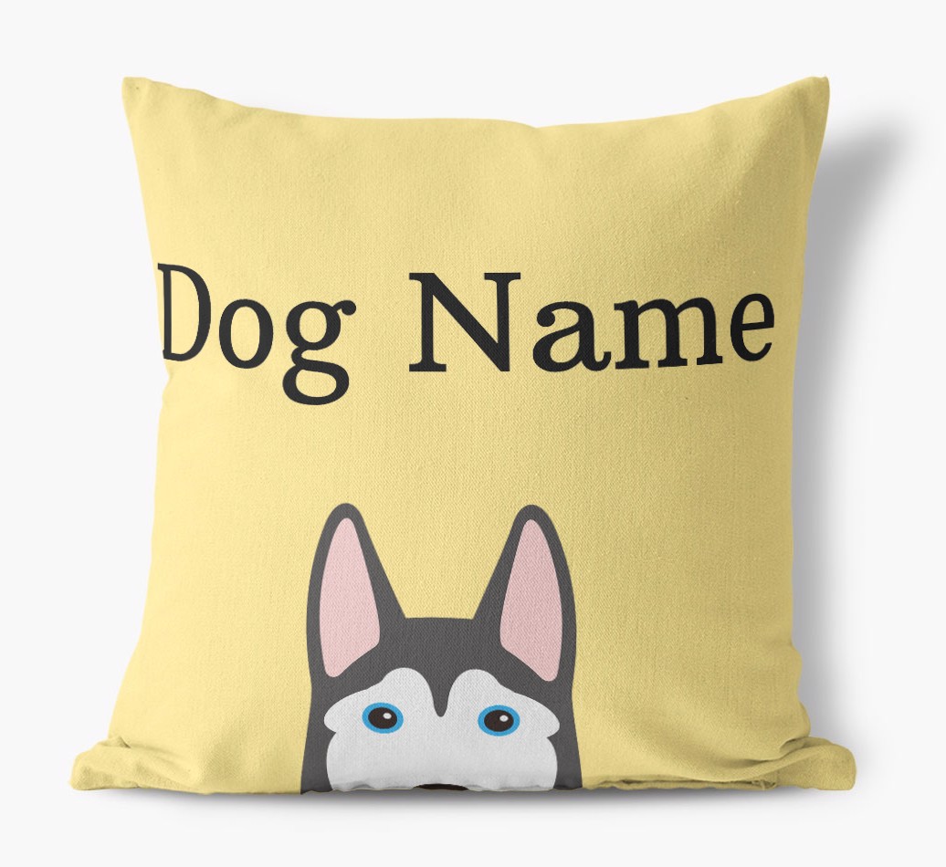{dogsName}'s Icon & Name: Personalized {breedFullName} Canvas Pillow