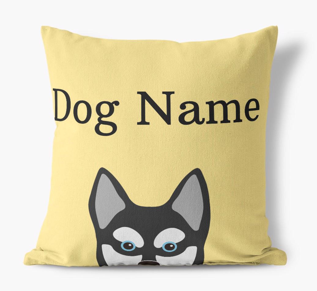 {dogsName}'s Icon & Name: Personalized {breedFullName} Canvas Pillow