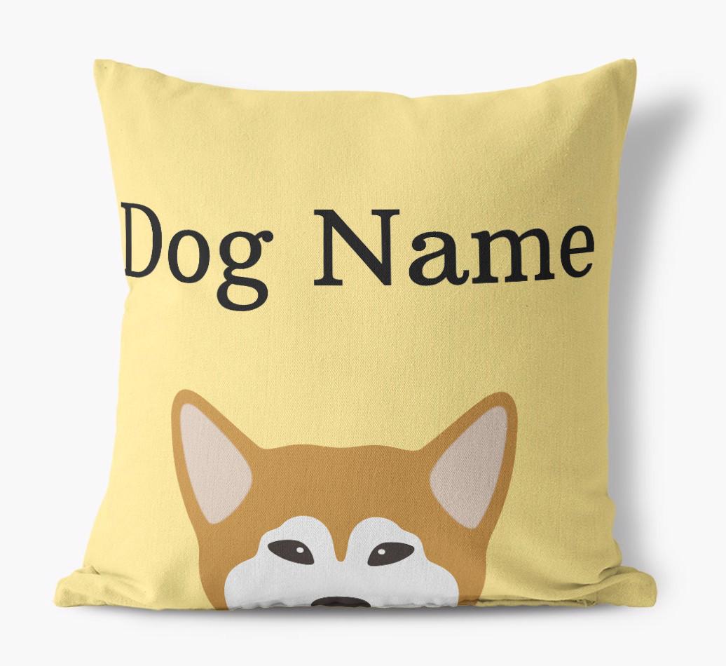 {dogsName}'s Icon & Name: Personalized {breedFullName} Canvas Pillow