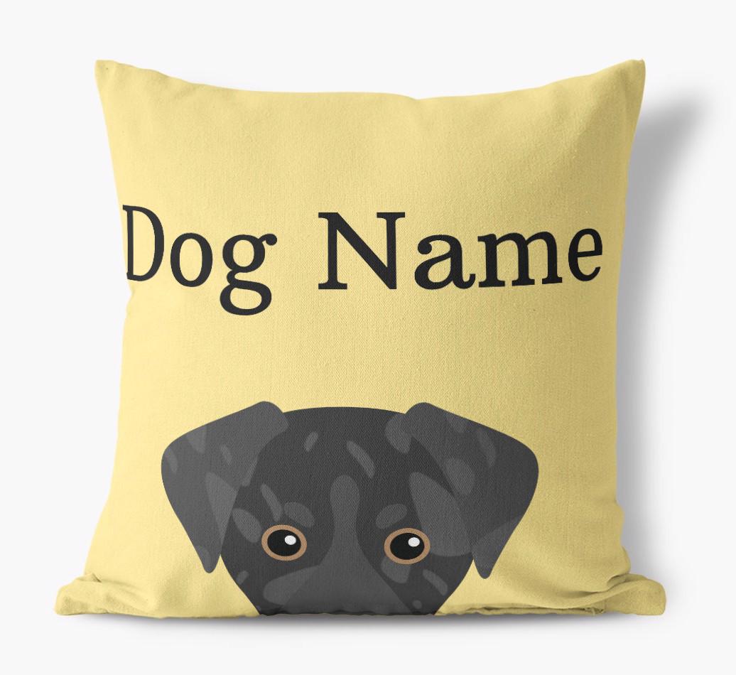 {dogsName}'s Icon & Name: Personalized {breedFullName} Canvas Pillow