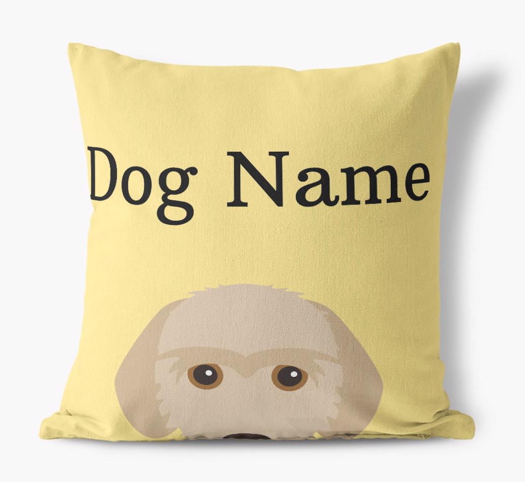 {dogsName}'s Icon & Name: Personalized {breedFullName} Canvas Pillow