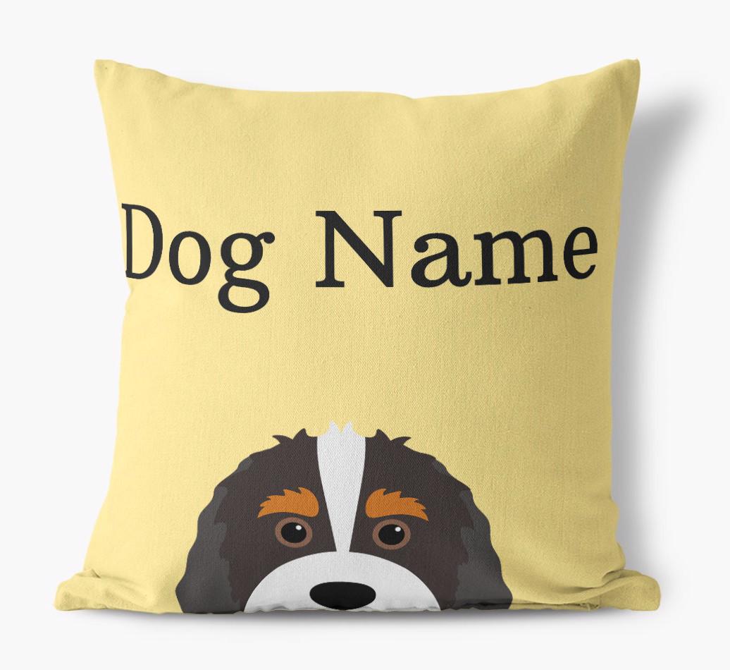 {dogsName}'s Icon & Name: Personalized {breedFullName} Canvas Pillow