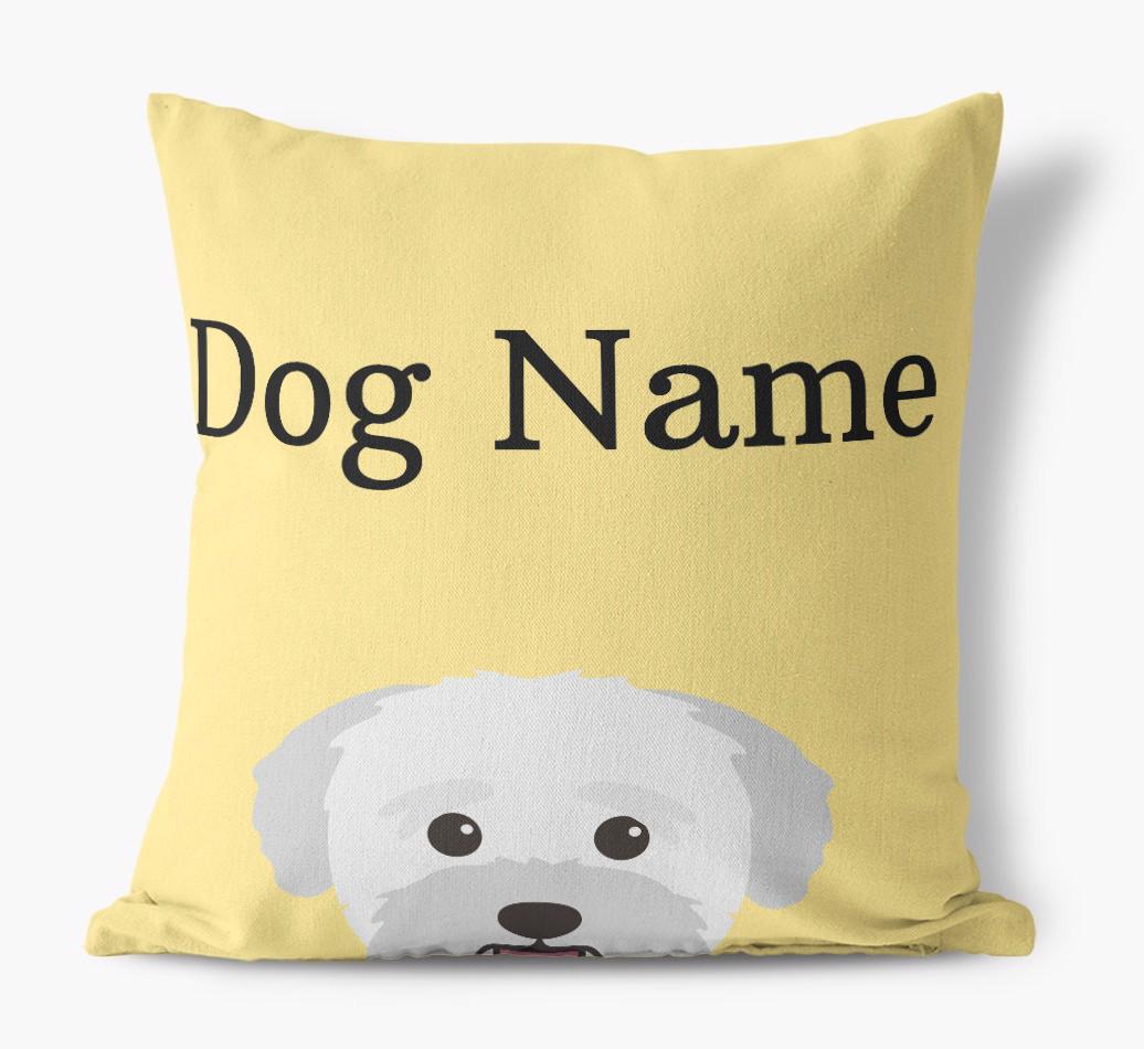 {dogsName}'s Icon & Name: Personalized {breedFullName} Canvas Pillow