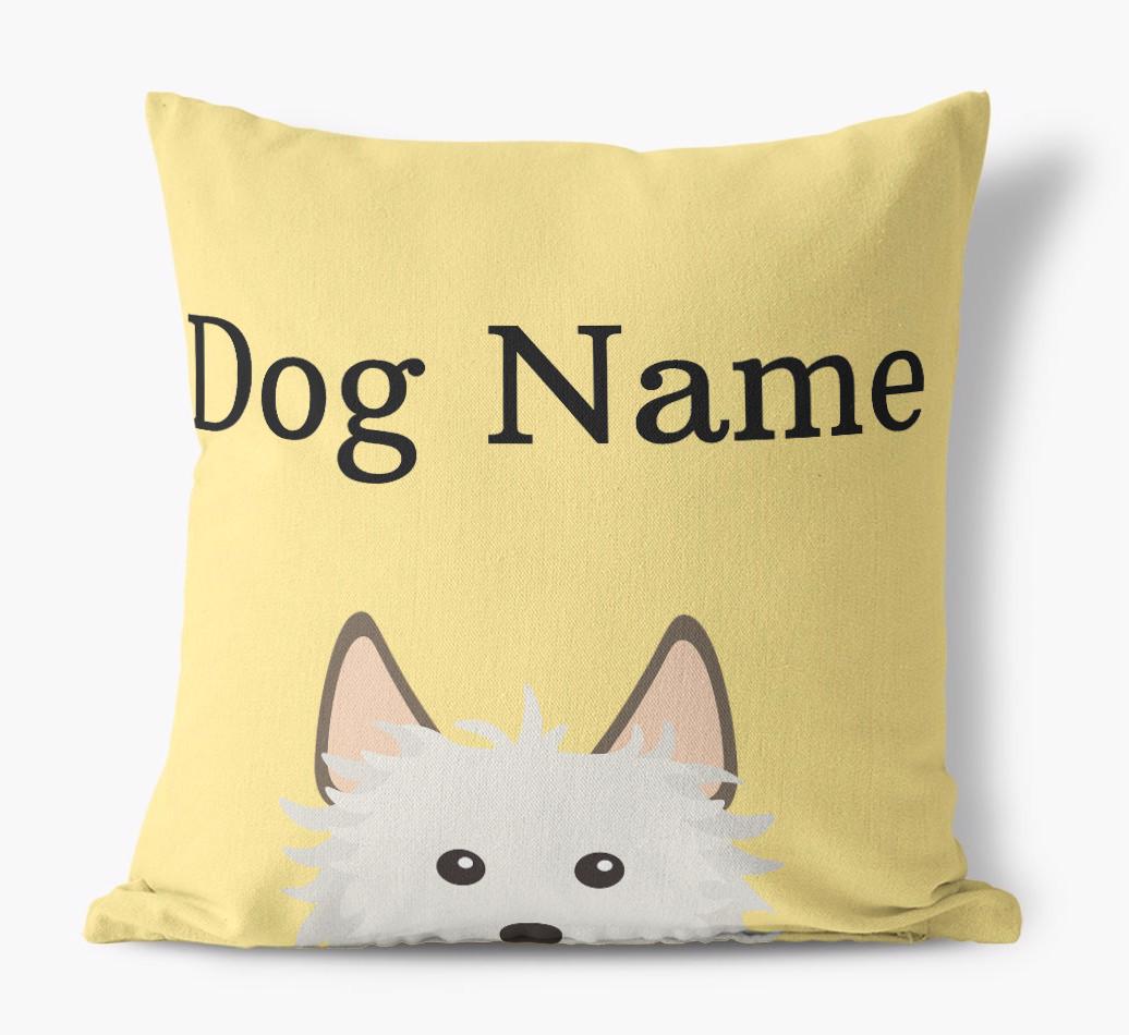 {dogsName}'s Icon & Name: Personalized {breedFullName} Canvas Pillow