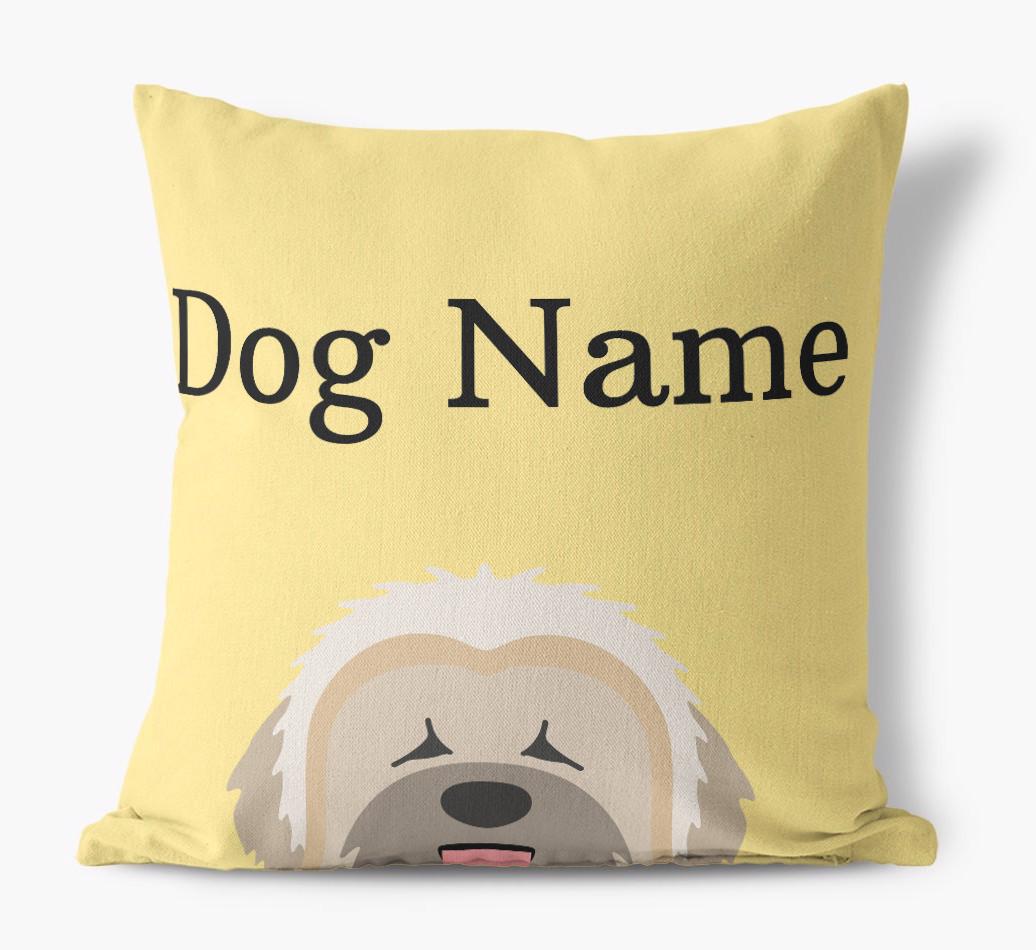 {dogsName}'s Icon & Name: Personalized {breedFullName} Canvas Pillow