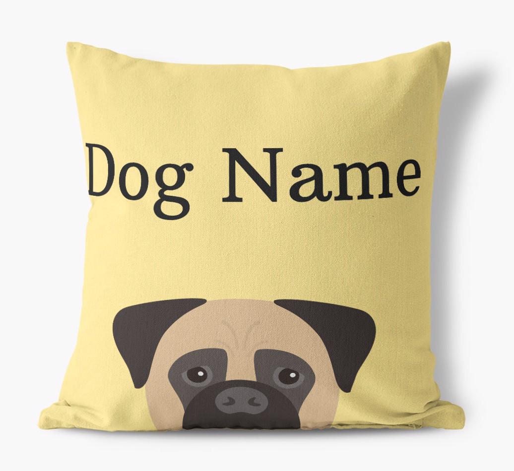 {dogsName}'s Icon & Name: Personalized {breedFullName} Canvas Pillow