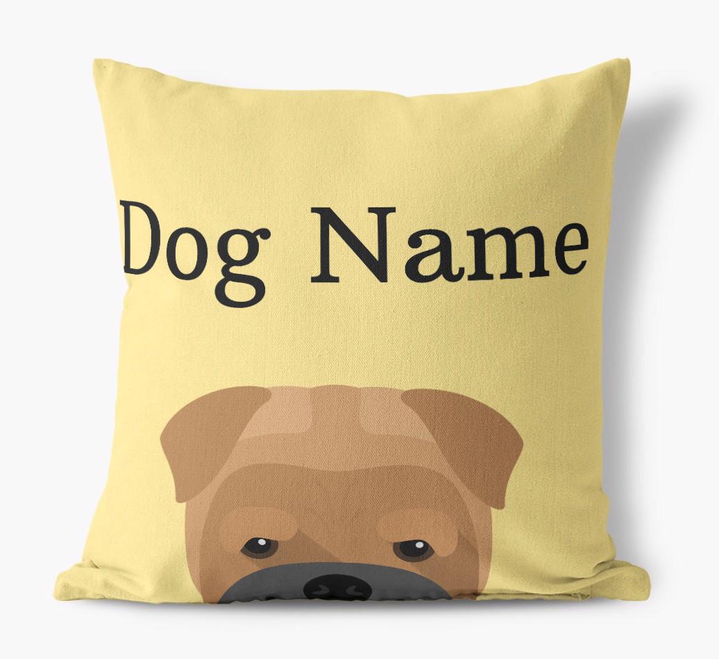 {dogsName}'s Icon & Name: Personalized {breedFullName} Canvas Pillow