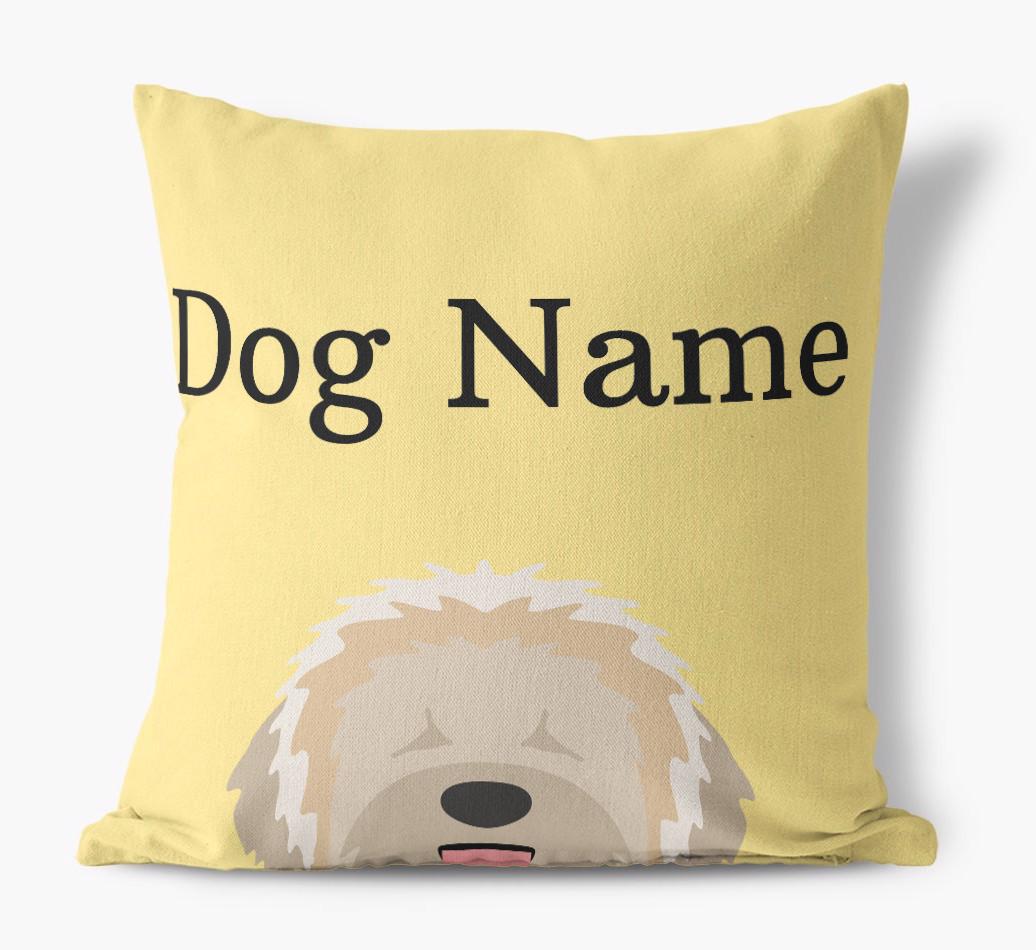 {dogsName}'s Icon & Name: Personalized {breedFullName} Canvas Pillow