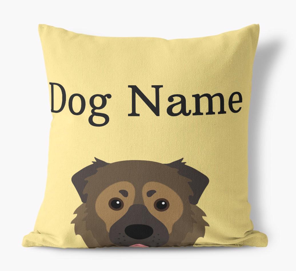 {dogsName}'s Icon & Name: Personalized {breedFullName} Canvas Pillow