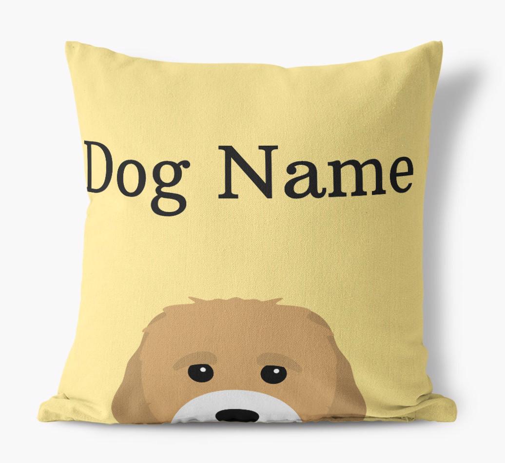 {dogsName}'s Icon & Name: Personalized {breedFullName} Canvas Pillow