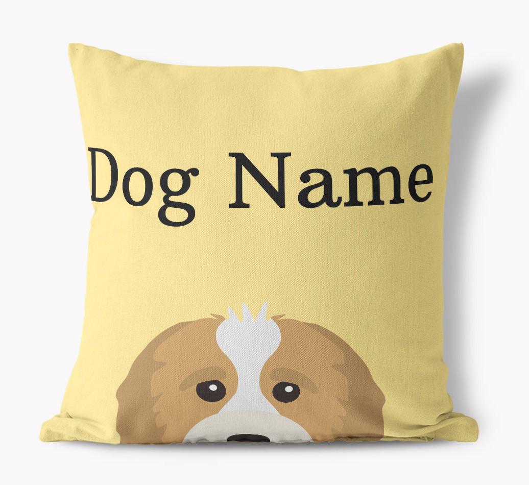 {dogsName}'s Icon & Name: Personalized {breedFullName} Canvas Pillow