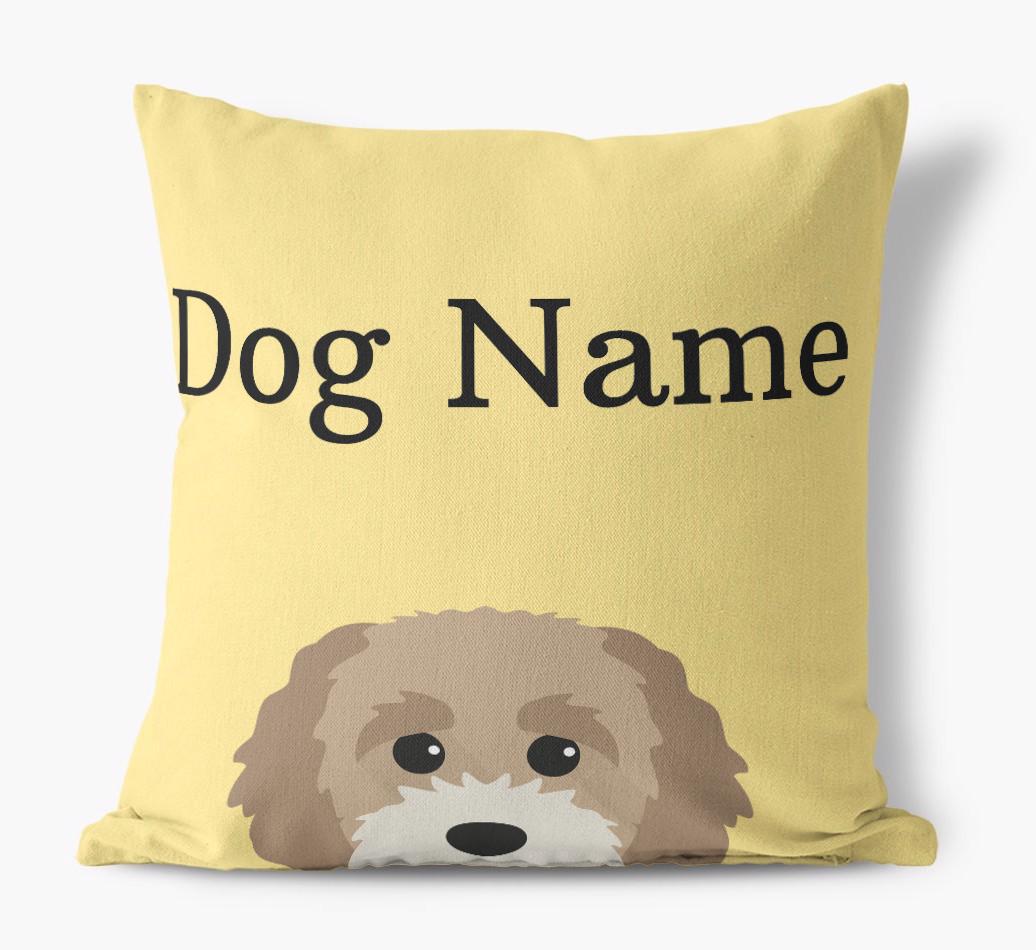 {dogsName}'s Icon & Name: Personalized {breedFullName} Canvas Pillow