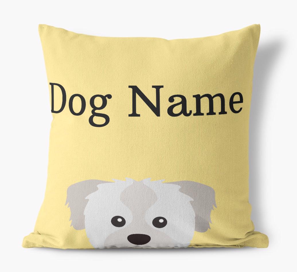{dogsName}'s Icon & Name: Personalized {breedFullName} Canvas Pillow