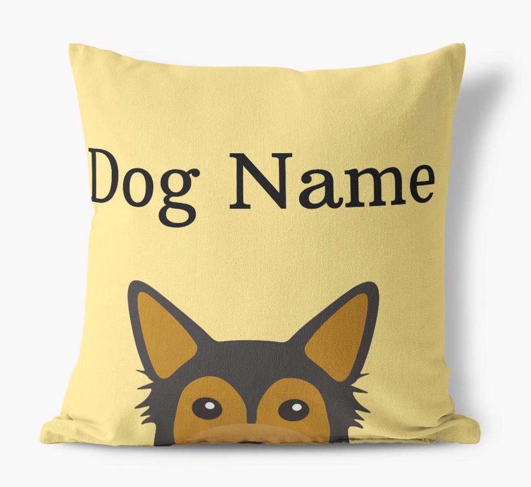 {dogsName}'s Icon & Name: Personalized {breedFullName} Canvas Pillow