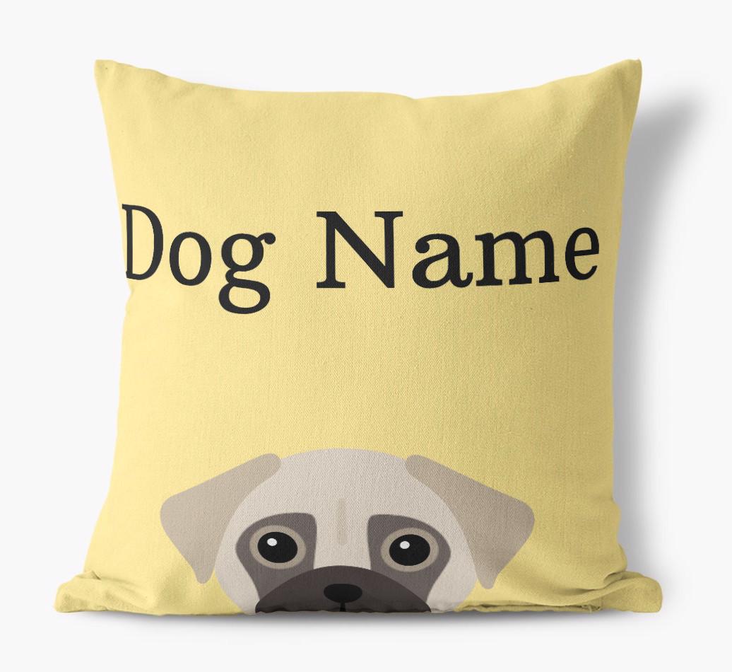 {dogsName}'s Icon & Name: Personalized {breedFullName} Canvas Pillow