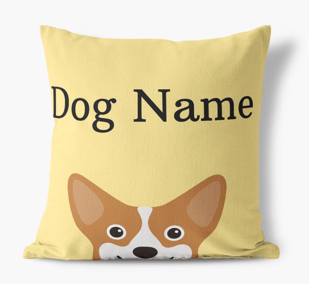 {dogsName}'s Icon & Name: Personalized {breedFullName} Canvas Pillow