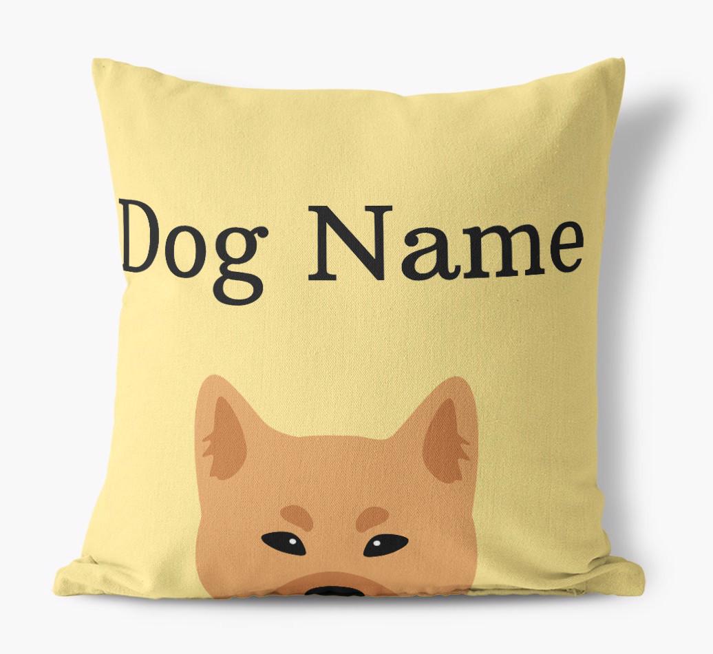 {dogsName}'s Icon & Name: Personalized {breedFullName} Canvas Pillow