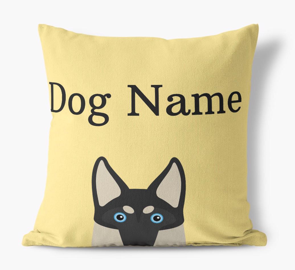 {dogsName}'s Icon & Name: Personalized {breedFullName} Canvas Pillow