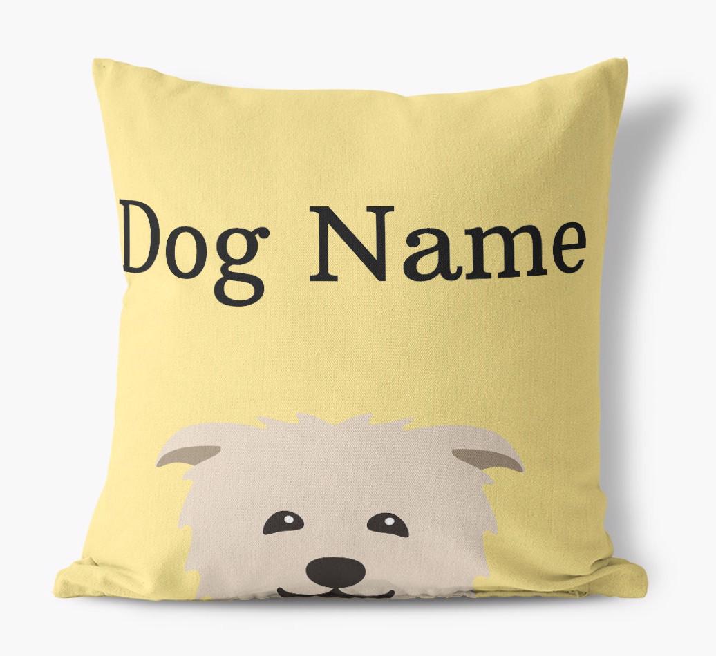 {dogsName}'s Icon & Name: Personalized {breedFullName} Canvas Pillow