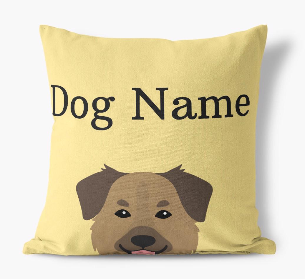 {dogsName}'s Icon & Name: Personalized {breedFullName} Canvas Pillow