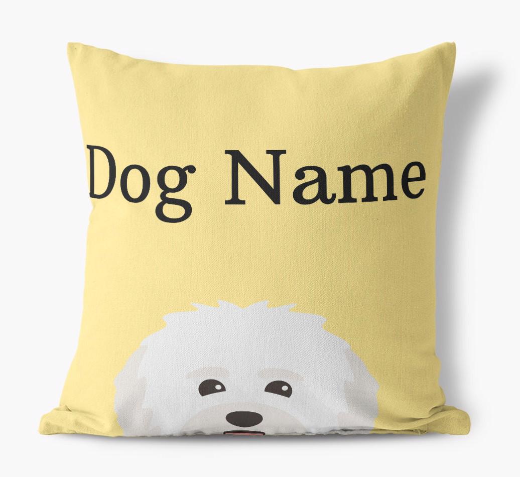 {dogsName}'s Icon & Name: Personalized {breedFullName} Canvas Pillow