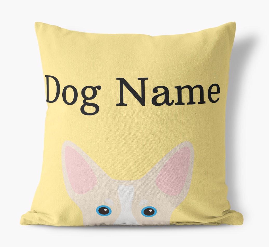 {dogsName}'s Icon & Name: Personalized {breedFullName} Canvas Pillow