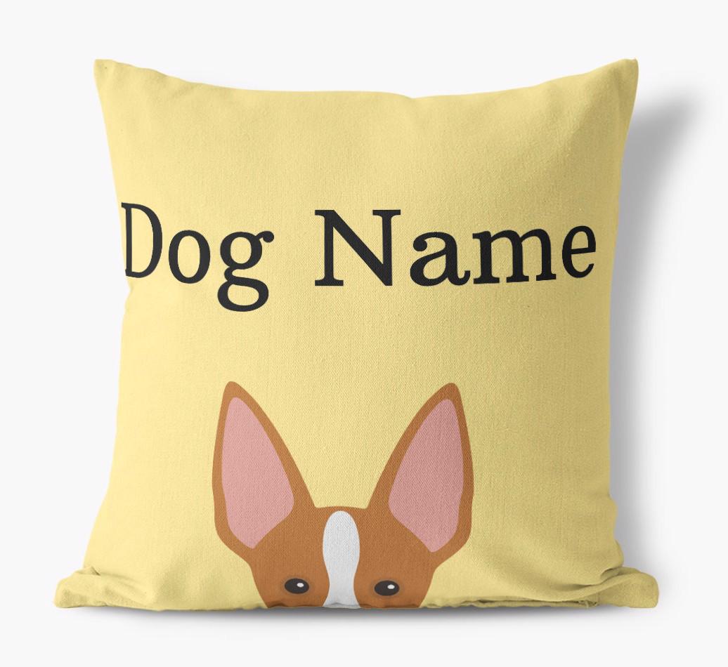{dogsName}'s Icon & Name: Personalized {breedFullName} Canvas Pillow