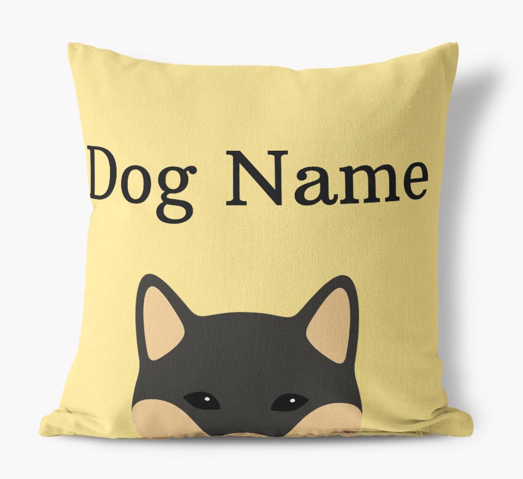 {dogsName}'s Icon & Name: Personalized {breedFullName} Canvas Pillow