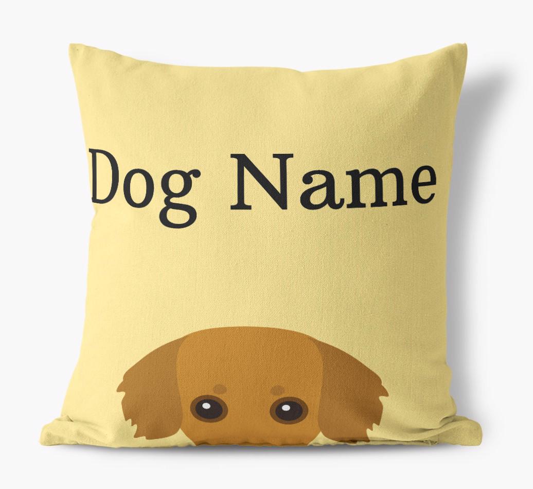 {dogsName}'s Icon & Name: Personalized {breedFullName} Canvas Pillow