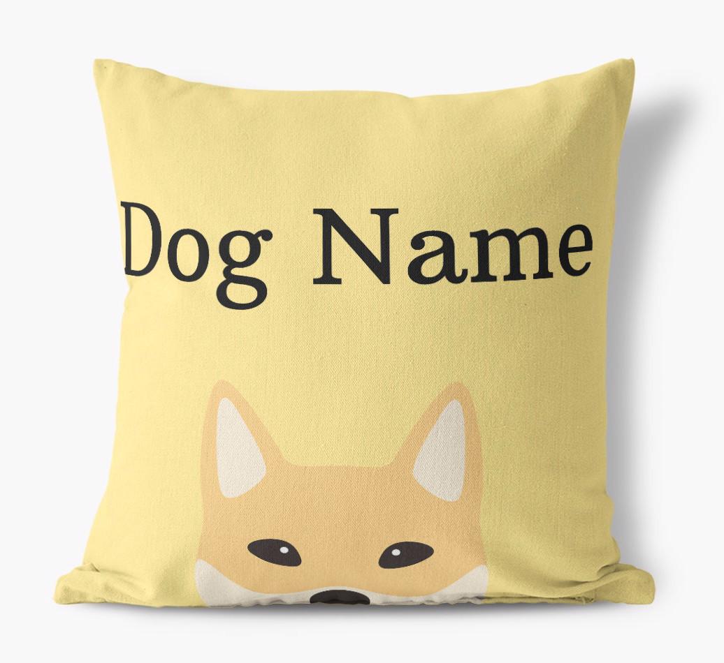 {dogsName}'s Icon & Name: Personalized {breedFullName} Canvas Pillow