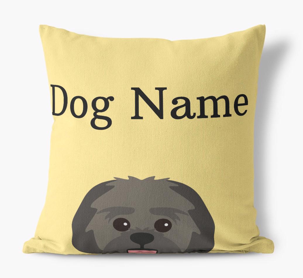 {dogsName}'s Icon & Name: Personalized {breedFullName} Canvas Pillow