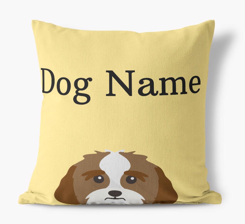 {dogsName}'s Icon & Name: Personalized {breedFullName} Canvas Pillow