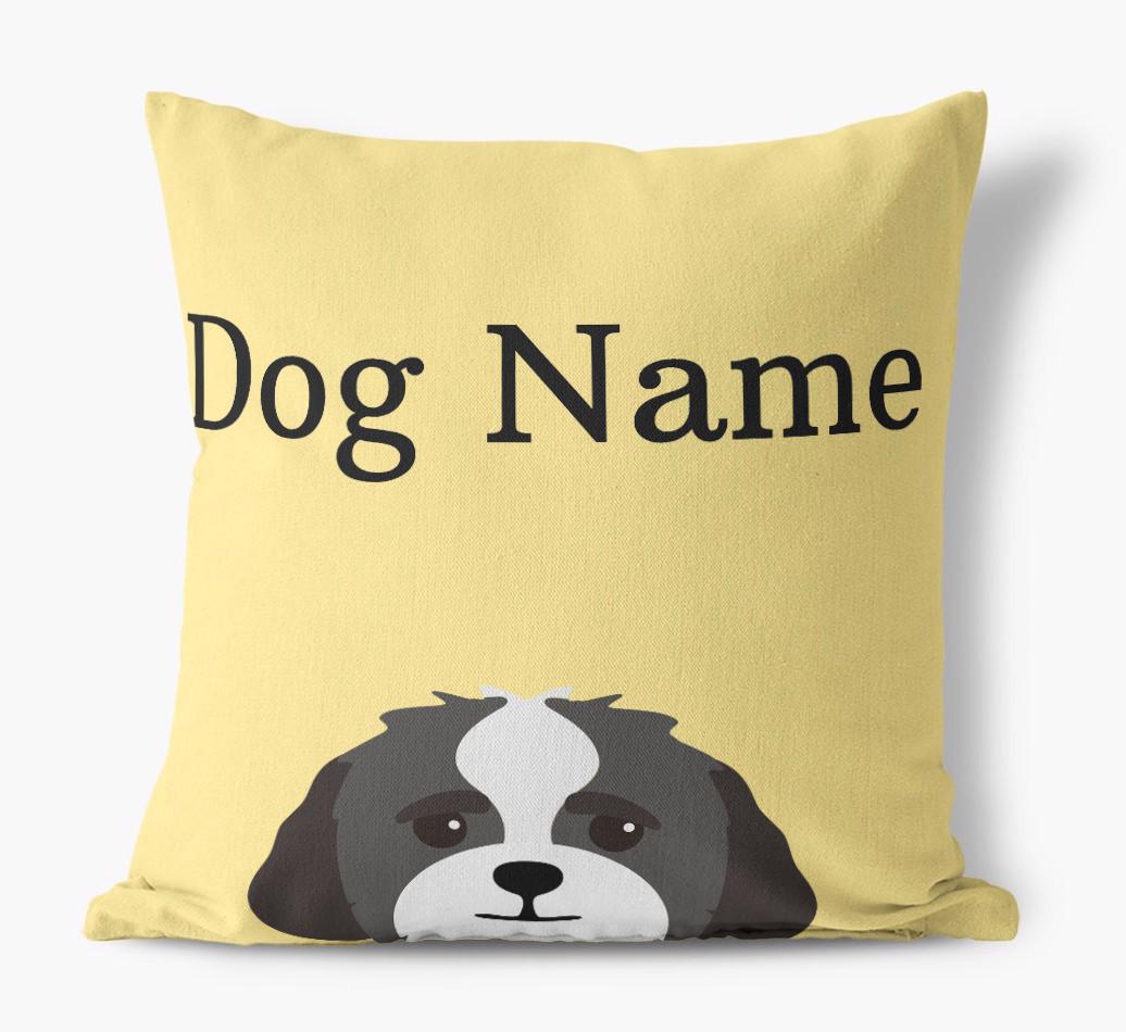 {dogsName}'s Icon & Name: Personalized {breedFullName} Canvas Pillow