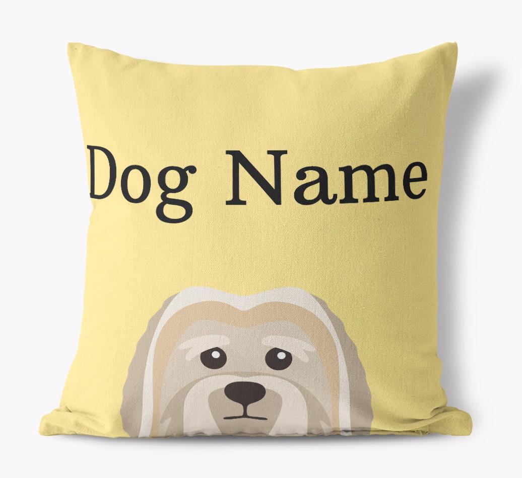 {dogsName}'s Icon & Name: Personalized {breedFullName} Canvas Pillow