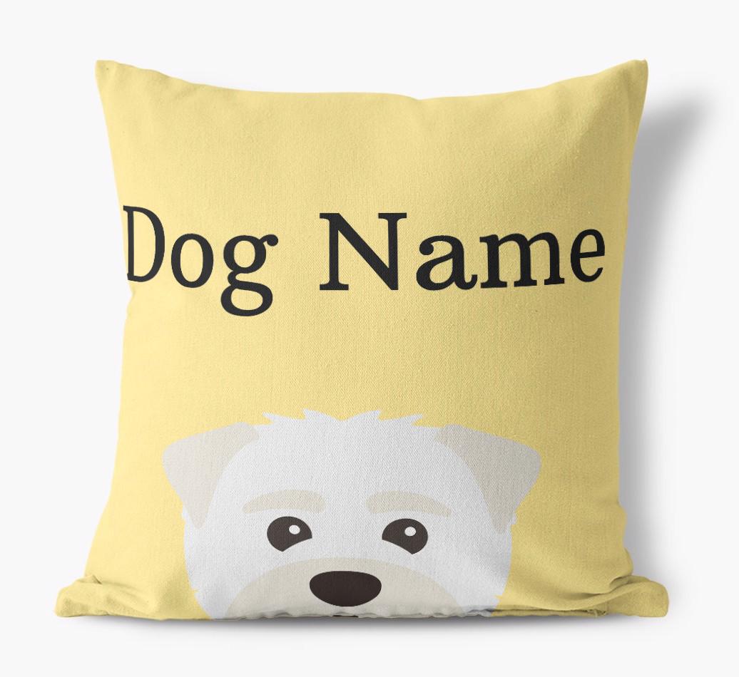 {dogsName}'s Icon & Name: Personalized {breedFullName} Canvas Pillow