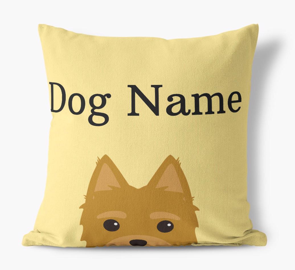 {dogsName}'s Icon & Name: Personalized {breedFullName} Canvas Pillow