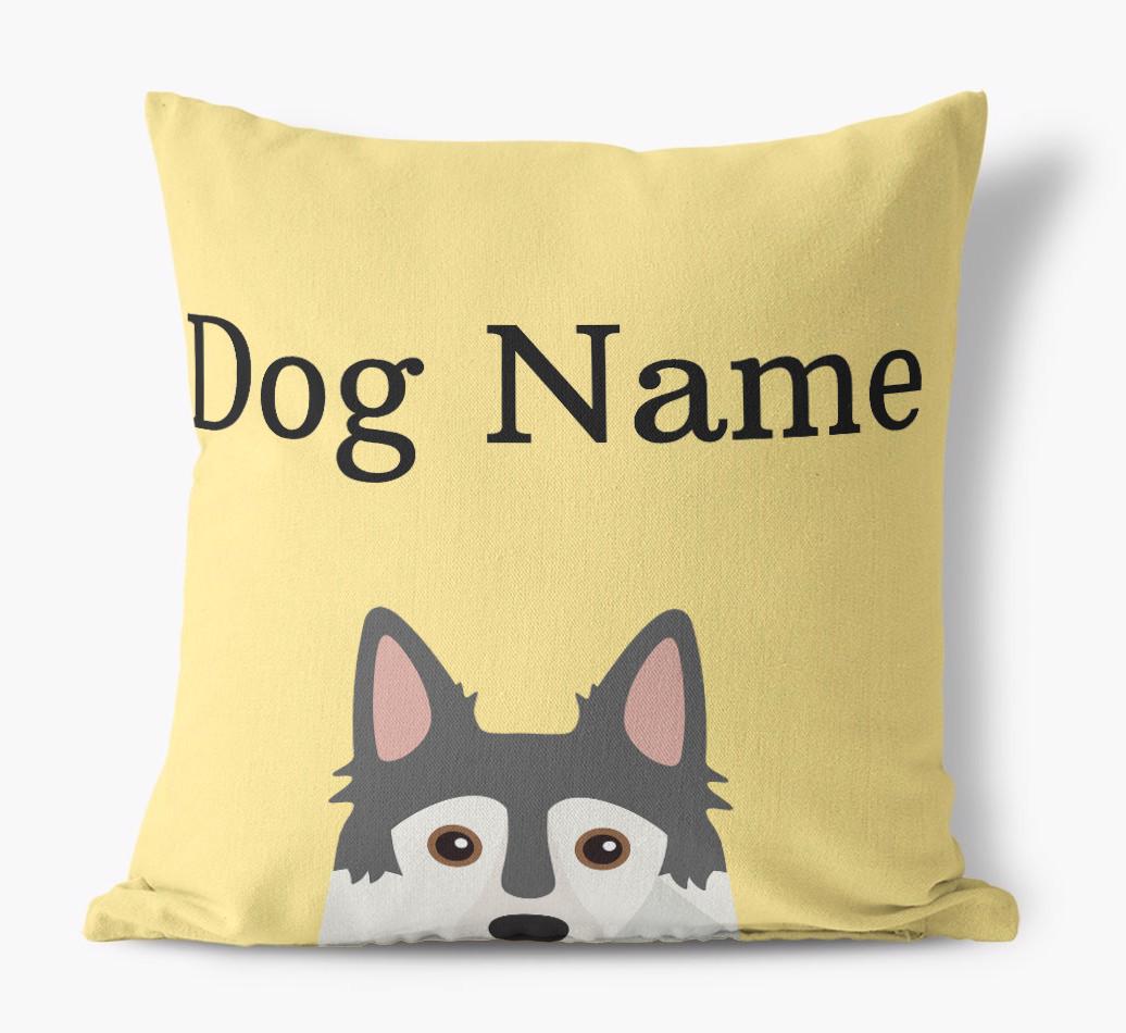 {dogsName}'s Icon & Name: Personalized {breedFullName} Canvas Pillow
