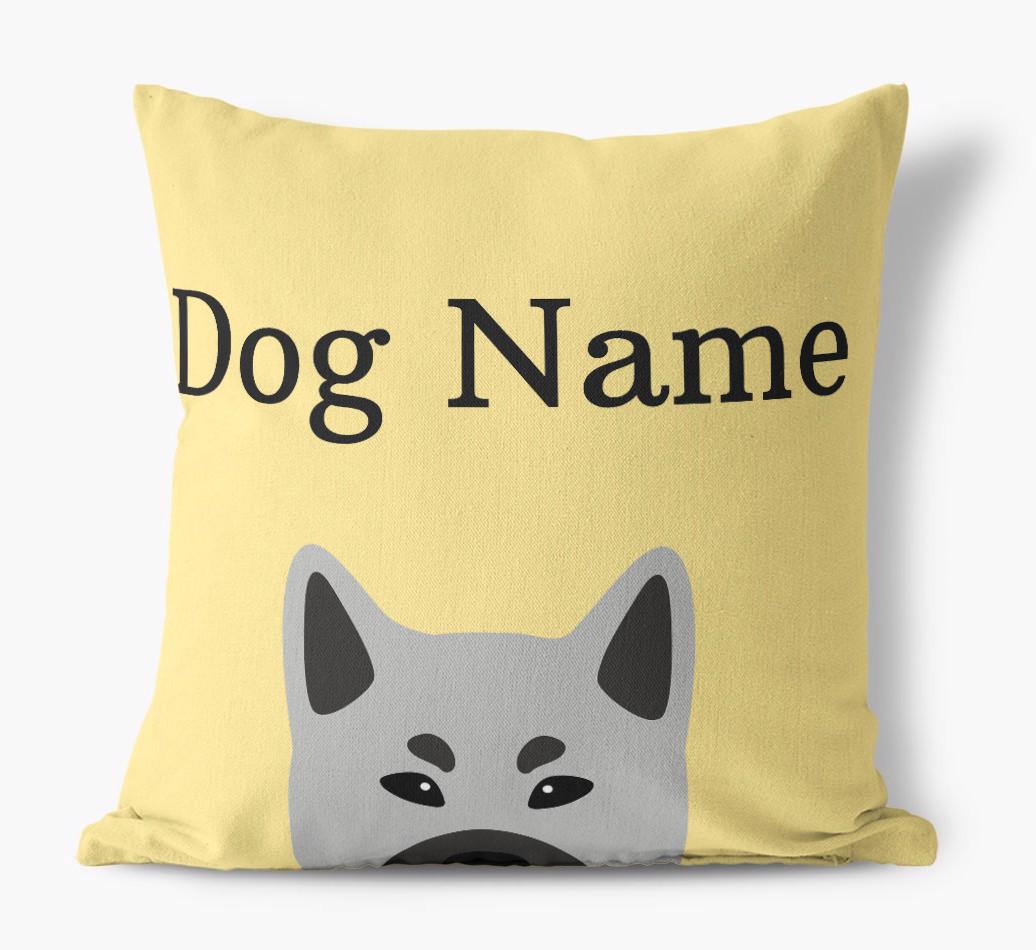 {dogsName}'s Icon & Name: Personalized {breedFullName} Canvas Pillow