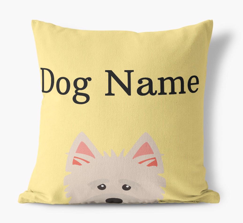 {dogsName}'s Icon & Name: Personalized {breedFullName} Canvas Pillow